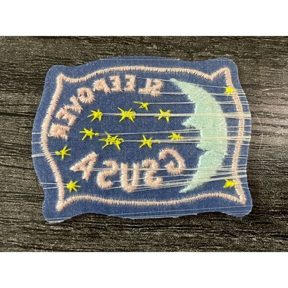 Girl Scouts Sleepover GSUSA 2.5" blue, pink, & yellow, moon & stars patch - Picture 2 of 6